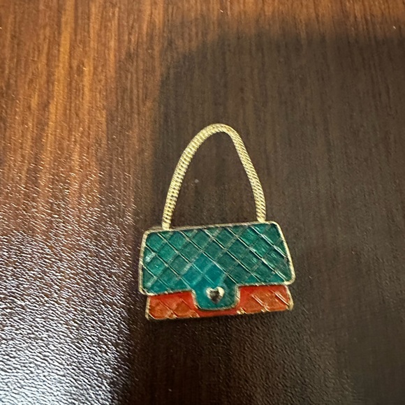 Elegant Teal and Orange Women's Bag Broach New - Picture 1 of 2